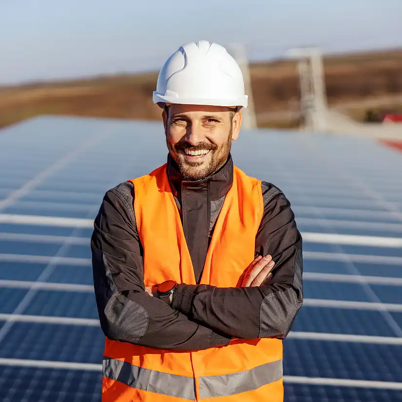 Mitarbeiter von Hanse Solar Technik auf einem Dach mit einer Solaranlage
