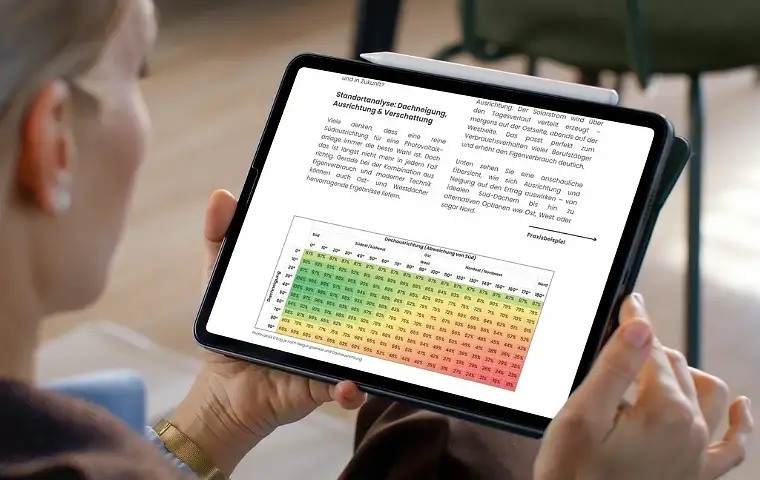E-Paper über Solaranlagen auf einem Tablet