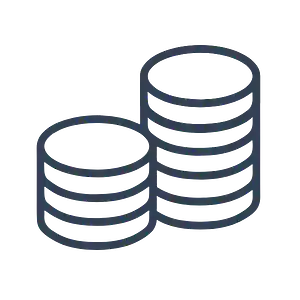 Icon mit Geldmünzen. Sparen Sie Geld mit einem Balkonkraftwerk.